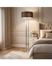 Klasyczna lampa stojąca z brązowym abażurem do salonu KALIFORNIA