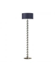 Srebrna lampa podłogowa do salonu GIZA z materiałowym abażurem