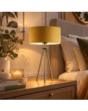 Designerska lampka nocna do sypialni ALTA z musztardowym abażurem