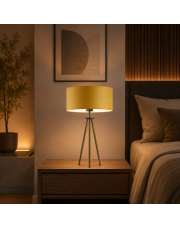 Designerska lampka nocna do sypialni ALTA z musztardowym abażurem