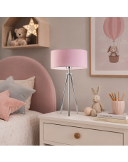 Chromowana lampka nocna dla dzieci ALTA z różowym abażurem