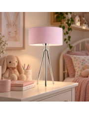 Chromowana lampka nocna dla dzieci ALTA z różowym abażurem