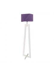 Lampa podłogowa z fioletowym abażurem drewniana BAKU