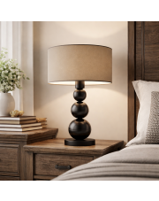 Biała lampa na stolik z beżowym kloszem HONOLULU