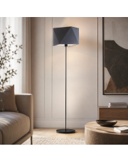 Lampa stojąca w stylu skandynawskim FIDŻI z szarym abażurem