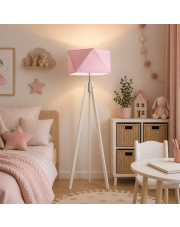 Lampa podłogowa do pokoju dziecięcego LAGOS z różowym abażurem