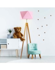 Lampa podłogowa do pokoju dziecięcego LAGOS z różowym abażurem