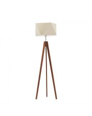 Klasyczna lampa stojąca do sypialni LAGOS z drewnianą podstawą