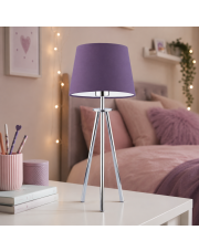 Trójnożna lampka nocna w stylu art deco z fioletowym abażurem BERGEN