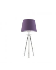 Trójnożna lampka nocna w stylu art deco z fioletowym abażurem BERGEN