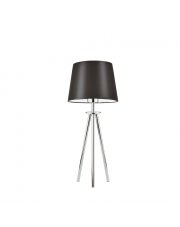 Metalowa lampka nocna na trójnogu z materiałowym abażurem BERGEN