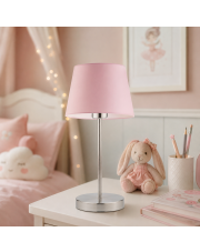 Designerska lampka nocna dla dziewczynki SIENA z różowym abażurem