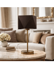 Klasyczna lampka nocna z brązowym abażurem WUHU lampa stołowa do salonu 
