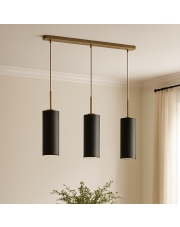 Brązowa lampa wisząca do jadalni BORNEO na chromowanej listwie