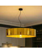 Duża złota lampa sufitowa nad stół 100 cm z abażurem  PORTO MIRROR fi - 100 cm 