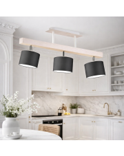 Drewniany żyrandol do kuchni HOLLYWOOD z regulowanymi kloszami