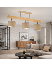 Drewniany 3-punktowy żyrandol do pokoju HOLLYWOOD z regulacją