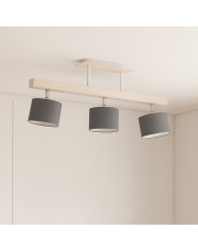 Drewniana lampa sufitowa w stylu skandynawskim HOLLYWOOD 3-punktowy szary regulowany LED