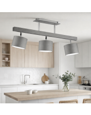 Drewniana lampa sufitowa w stylu skandynawskim HOLLYWOOD 3-punktowy szary regulowany LED