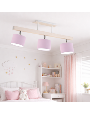 Biała lampa sufitowa dla dzieci z drewna HOLLYWOOD z regulowanymi abażurami