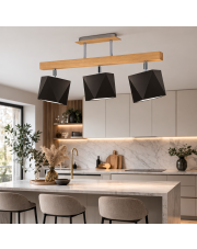 Drewniana lampa sufitowa LED 3-punktowa regulowana MIRAMAR z brązowymi abażurami