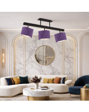 Fioletowa 3 punktowa regulowana lampa sufitowa do salonu na drewnianej belce MIRAMAR