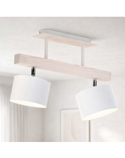 Biały 2-punktowy plafon sufitowy na drewnianej belce EPIR lampa sufitowa z regulowanymi abażurami