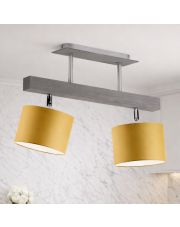 Drewniana lampa sufitowa z regulacją kąta padania światła EPIR musztardowe abażury regulowane