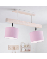 Różowy plafon sufitowy na białej drewnianej belce EPIR 2-punktowa lampa sufitowa z regulacją kąta padania światła