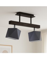 Skandynawska lampa sufitowa na drewnianej belce ASTIR 2-płomienna w kolorze czarnym