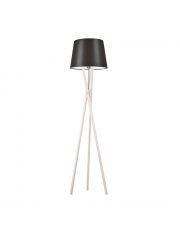 Biała lampa podłogowa na drewnianej podstawie ANDORA