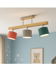 Kolorowa lampa sufitowa z drewna HOLLYWOOD z regulowanymi abażurami