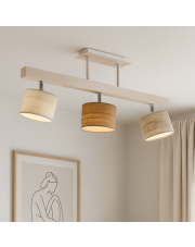 Designerska lampa sufitowa na drewnianej belce HOLLYWOOD ECO z regulacją kąta padania światła