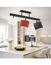 Kolorowy 3-punktowy plafon do jadalni MIRAMAR regulowana lampa sufitowa z drewna