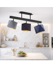 Regulowana lampa sufitowa do kuchni 3 punktowa z drewna MIRAMAR GOLD