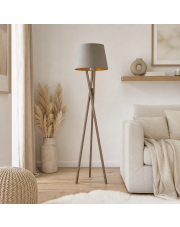 Drewniana lampa stojąca na 3 nogach ANDORA GOLD