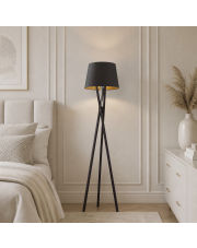 Czarna lampa stojąca do salonu ANDORA GOLD