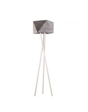 Biała lampa stojąca z drewna do salonu TULUZA