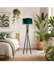 Drewniana lampa podłogowa z abażurem TULUZA w stylu urban jungle