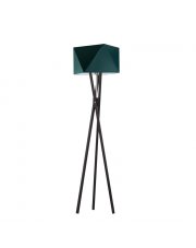 Drewniana lampa podłogowa z abażurem TULUZA w stylu urban jungle