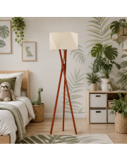 Drewniany trójnóg TULUZA nowoczesna lampa podłogowa do salonu