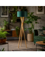 Drewniana lampa stojąca do salonu w stylu urban jungle ELX
