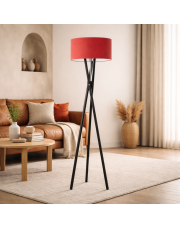 Mahoniowa lampa podłogowa z czerwonym kloszem ELX