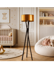 Lampa stojąca na trójnogu do salonu ELX MIRROR na trójnogu drewnianym
