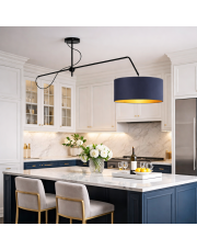 Designerska lampa wisząca z regulowanym ramieniem nad wyspę kuchenną RIO GOLD w stylu glamour