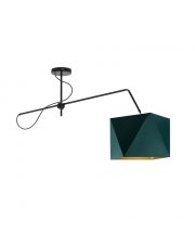 Srebrna lampa sufitowa na wysięgniku BUFFALO GOLD z abażurem ze złotym wnętrzem