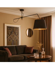 Czarna lampa wisząca sufitowa z regulowanym ramieniem OVIEDO GOLD
