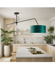 Lampa wisząca z regulowanym ramieniem RIO lampa sufitowa na wysięgniku regulowanym z abażurem zieleń butelkowa