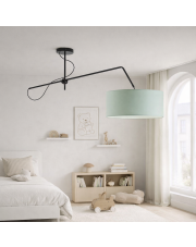 Czarno-miętowa lampa wisząca z ruchomym ramieniem do pokoju dziecka RIO