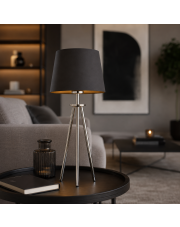 Designerska lampka nocna do sypialni z abażurem BERGEN GOLD